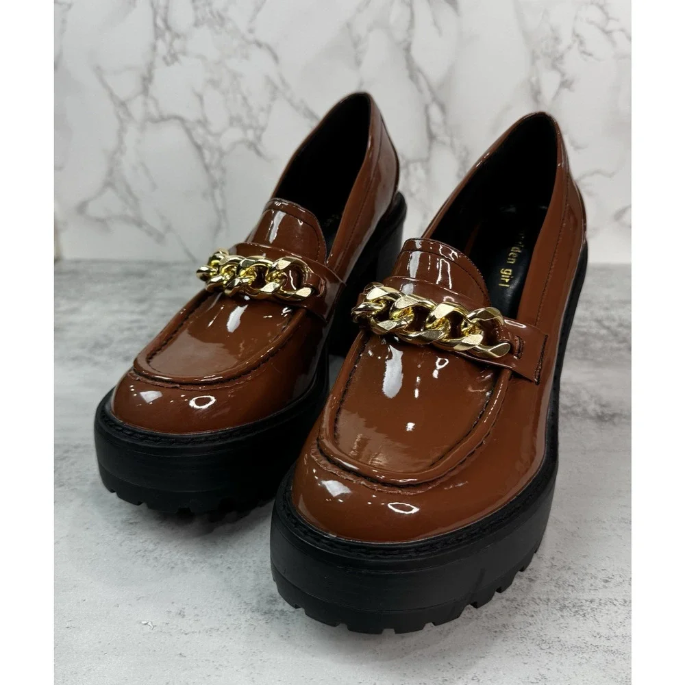 Madden Girl Kassidy-C Platform Loafer Women's 11 Brown Lug Sole Chunky Heel